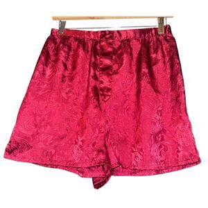 Vintage Partners High Waisted Satin Sleep Shorts Women's Medium Red Valentines